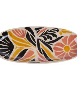 PLAT OVALE MARGOT DECOR FLEUR EN GRES 31 x 3 x 14 cm