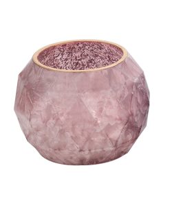 BOUGEOIR ROSE EN VERRE 12,50 x 12,50 x 9 cm