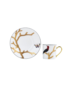 Tasse et soucoupe à café Aux Oiseaux