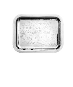 Plateau Graffiti en métal argenté